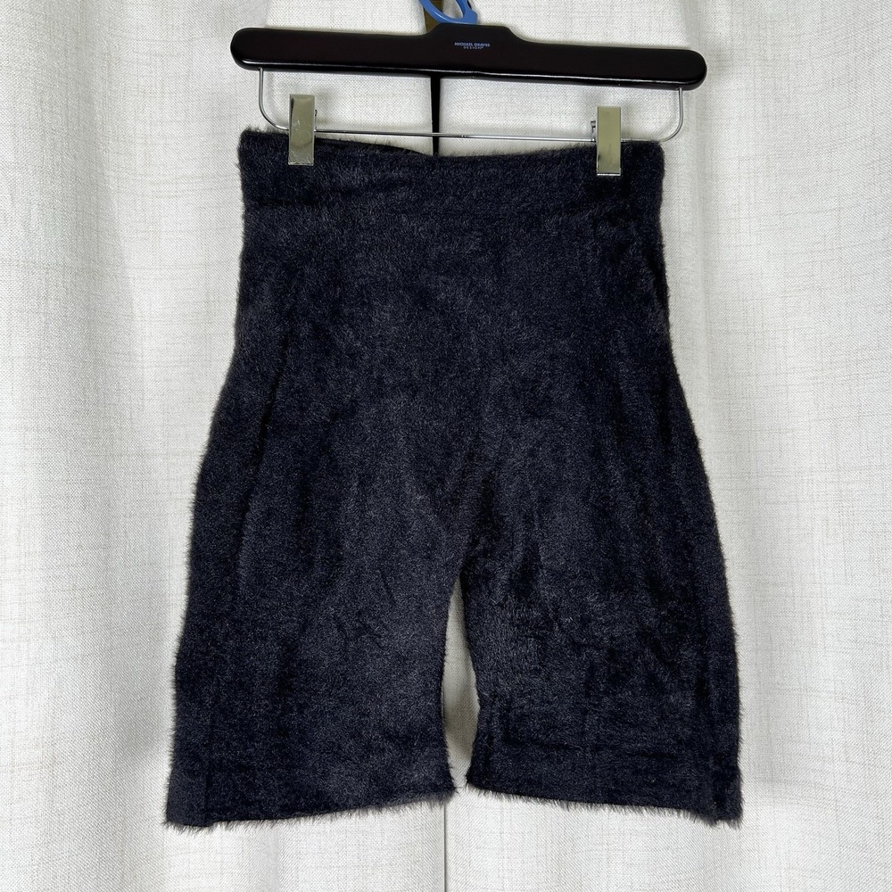 Gymshark x Whitney Simmons Eyelash Knit Fuzzy Shorts Black Womens XS High Waist